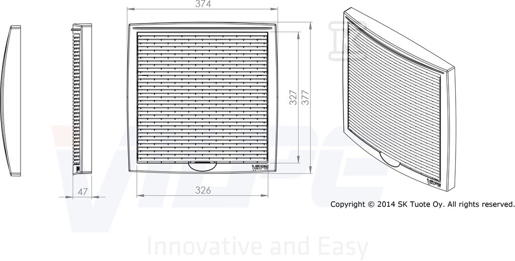 Multifunctional grille 375x375 - Light - 793343